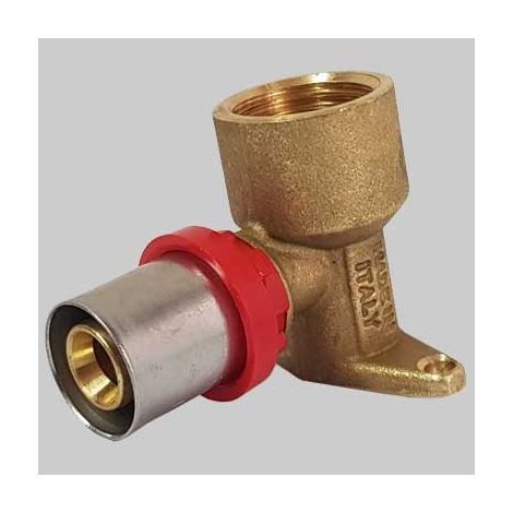 RACCORDO CURVO FEMMINA CON FLANGIA H40 A PRESSARE TIEMME - 14 x 1/2
