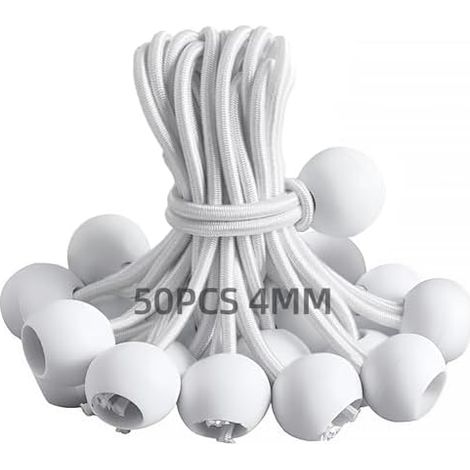50 Pièces Tendeur Elastique, 150mm Flexible Bache Sandow Elastique Boule pour Bache, Tentes, Camping, Bannières - (1/5)