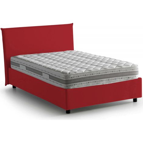 Talamo Italia Letto piazza e mezza Ashasa, Letto contenitore con rivestimento in tessuto, 100% Made in Italy, Apertura frontale, adatto per materasso Cm 120x190, Rosso, con imballo rinforzato