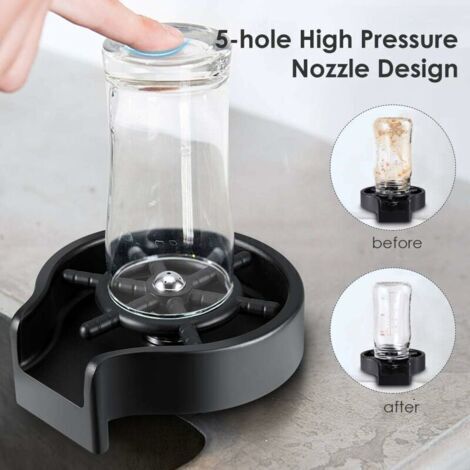 NALOOKAMIC Rince-verres en métal pour tasses de 2.1-11.2cm automatique Rince Verre Evier nettoyage rapide laveuse de tasses acier inoxydable accessoires de Robinets pour évier de cuisine café Hôtel B