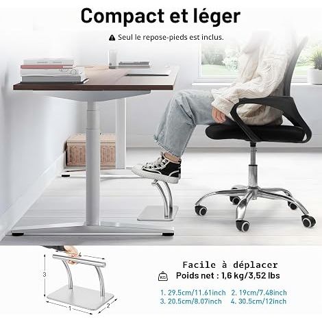 Repose-Pieds en Acier Inoxydable Professionnel,30 19cm Générique Kit Repose-Pieds for Bar Commercial Repose Pieds de Coiffure de Salon Spa,Massage Ongles Surface Polie(Argent) (1/5)