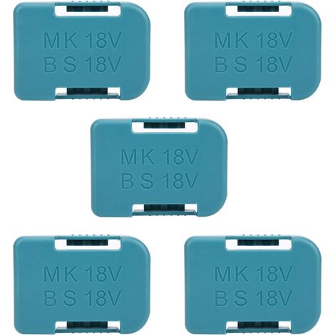Lot de 5 supports de rangement pour batterie au lithium, fente pour ceinture, pour appareils de fixation Makita 18 V, cyan
