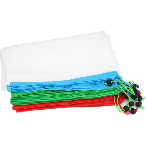 16 Sacs Réutilisables Lavables en Filet pour Fruits et Légumes, Poches de Rangement avec Cordon de Serrage (1/5)