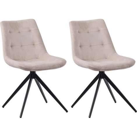 2er Set Esszimmerstuhl Merna creme Samt