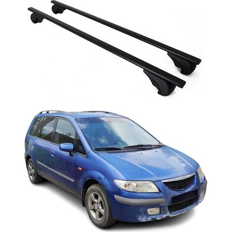 OMAC Dachträger Querträger für Mazda Premacy I 1999-2004 – Abschließbar – Max. 75 kg – 2 Stangen Stahl Schwarz (1/5)