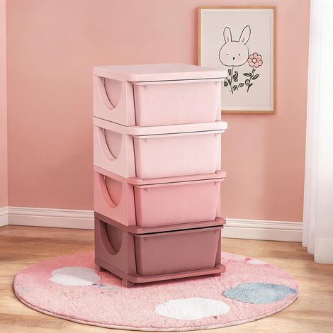 Rose Meuble de rangement avec 4 tiroirs 37 x 37 x 76 cm (1/5)