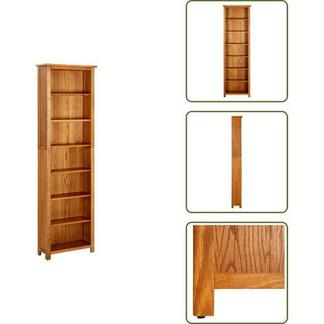 The Living Store Bücherregal 7 Fächer 60x22x200 cm Massivholz Eiche - Bücherregal Eiche (1/5)