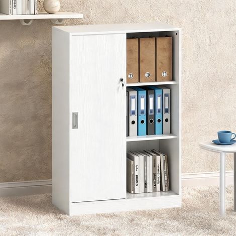 Meuble de rangement de bureau bianco 80 x 40 x 120 cm (1/5)