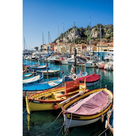 Tableau sur toile bateaux port de Nice 30x45 cm - Impression sur Toile Murale Décorative - Image imprimée en HD sur Toile - Toile sur Châssis en Bois FSC - Fabriqué en France (1/4)