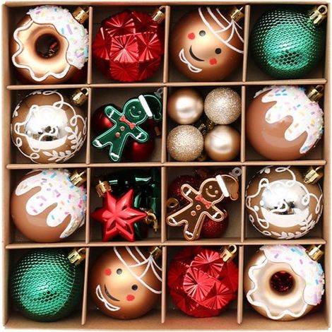 42 boules de Noël rouges, vertes et dorées, décorations de Noël, ornements pour sapin de Noël, ensemble de boules de Noël, ensemble d'ornements pour sapin de Noël (1/5)