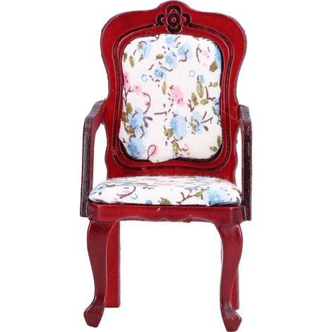 Fauteuil miniature en bois pour maison de poupée échelle 1:12, meuble décoratif simulation salon. (1/5)