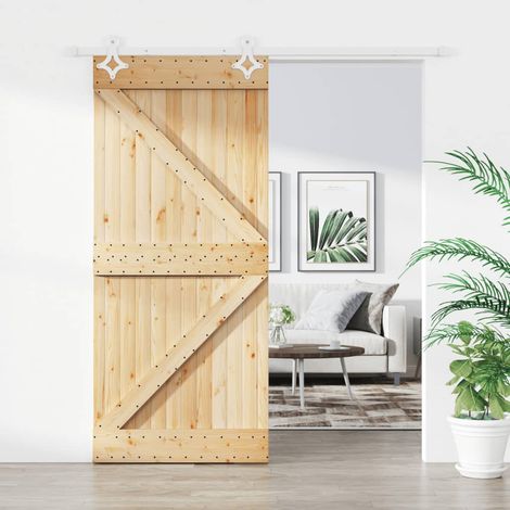 Puerta corredera con herrajes madera maciza de pino 90x210 cm vidaXL (1/5)