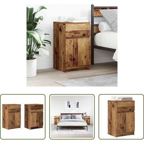 Holzwerkstoff - Nachttische 2 Stk. Altholz-Optik 39x35x65 cm Holzwerkstoff (1/5)