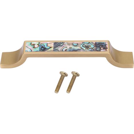 Tirage Meuble - Poignée en Laiton avec Coquillage Naturel - Pour Armoires et Tiroirs - Lot de 2 (1/5)