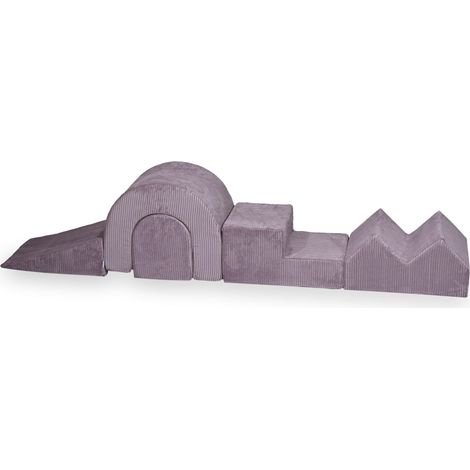 Parque infantil de espuma, 5 piezas, pana, color lavanda (1/5)