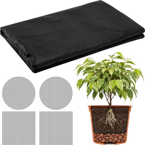 Toile filtrante de 2 m x 1 m pour pots de fleurs, feutre découpable pour pots de plantes avec grille de drainage, 50 g/m², Pot de plantes, Bac à fleurs, Toile de contrôle des mauvaises herbes (1/5)