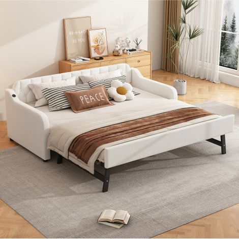 Schlafsofa, Tagesbett, mit ausziehbares Rollbett, USB-Anschluss