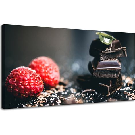 Leinwanddruck „Küche Himbeeren mit Schokolade“ 120x60