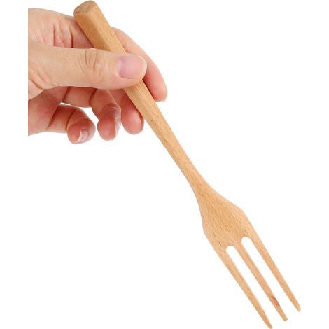Ensemble cuillère et fourchette en bois massif (1/4)