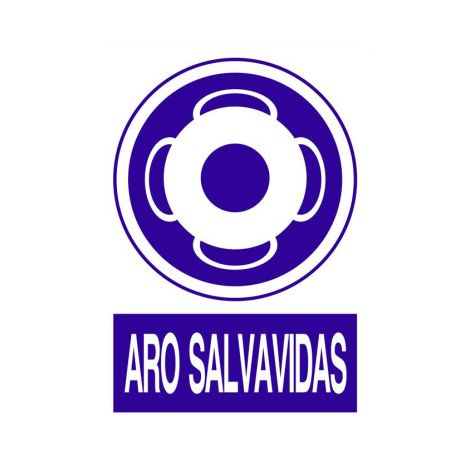 Señal poliestireno 420x297mm de obligación uso aro salvavidas, material resistente. (1/2)