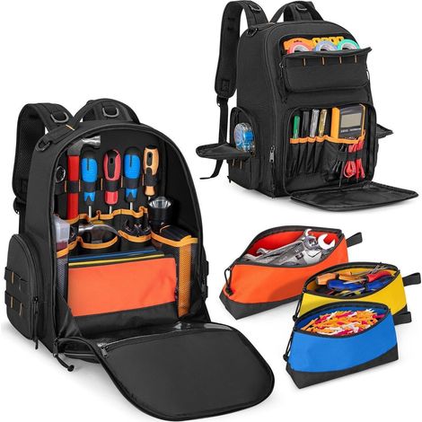 Werkzeugrucksack mit 3 Organizer-Taschen, robust, für Handwerker (1/5)