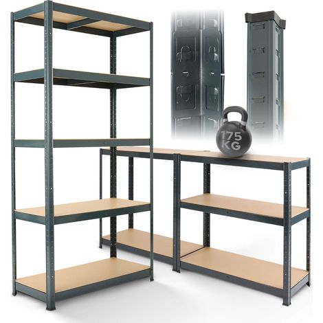 Arebos – Étagère charge lourde 180 x 90 x 40 cm – 5 niveaux réglables – Capacité 875 kg – Montage sans outil – Panneaux MDF anthracite (1/5)