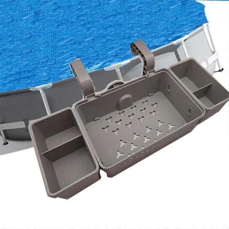 ALOVEZ Cesto portaoggetti per piscina con portabicchieri, accessori per piscina fuori terra, cesto per giocattoli da piscina, per M