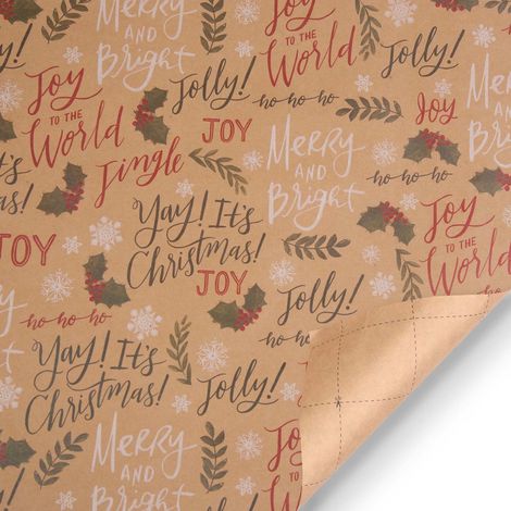 Wrapping Paper - Gold Christmas Design - 44 cm x 100 cm - Single-Sided Coated Paper - For Gift Boxes - 1 Roll