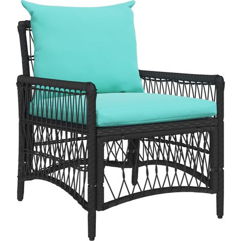 Gartenstuhl mit Kissen Schwarz 73 x 61 x 77 cm Poly-Rattan