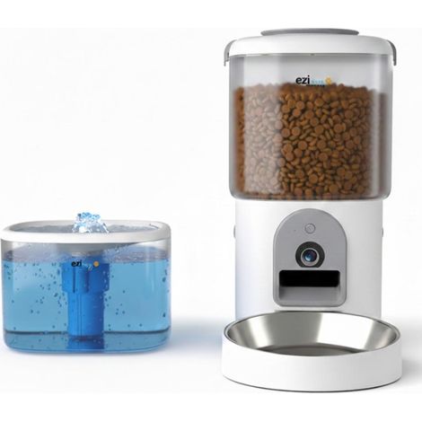 Distributeur de croquettes et fontaine EZICLEAN NUTRIBOTCAM+X