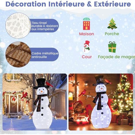 Pour Jardin et Maison Bonhomme de Neige Lumineux Décoration Noël Extérieur 127 cm 70 LED et Petits Oiseaux (1/5)