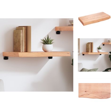 Wandregale - Living Wandregal Hellbraun 60x30x(2-6) cm Massivholz Eiche Behandelt (1/5)