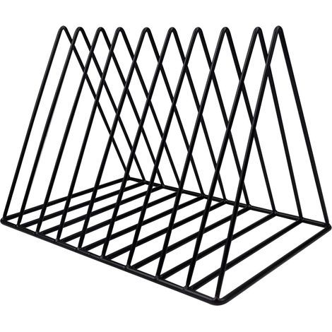 Metal Magazine Rack, 9 Slots Gold Magazine Holder, Triangle Bookshelf, Book Storage Shelf, Newspaper Rack, Designer Magazine Holder for Office, Living Room, Home, 26cm (1/5)