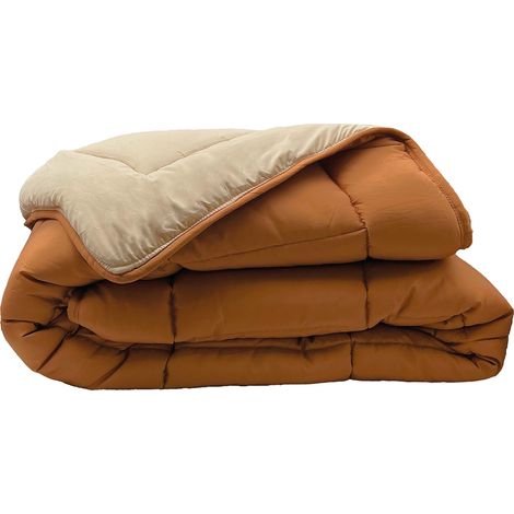 Couette chaude microfibre bicolore 400 gr/m2 Cuivre 200x200 cm