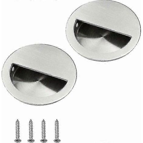 Ensemble de 2 poignées de porte coulissantes circulaires encastrées, en acier inoxydable 304 (1/5)