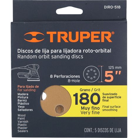 Discos de lija, 125 mm - Grano 180