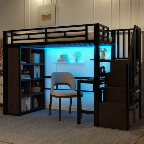 letto struttura 90x200 con scrivania LED salvaspazio HAVRYA (1/5)