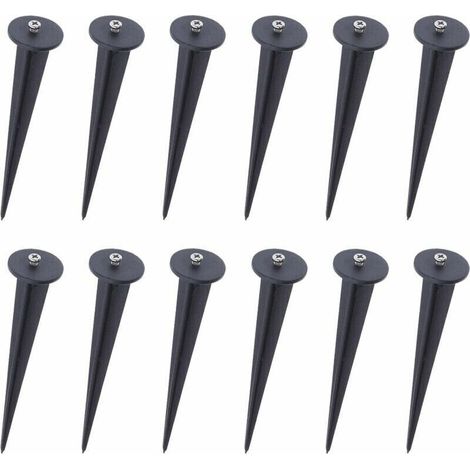 Piquet de fixation pour projecteur LED – Lot de 12 – Acier léger résistant à l'humidité – Pour surfaces molles extérieures - 12pcs
