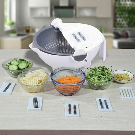 TrAdE Shop Traesio - Affettatrice Manuale Taglia Verdure Affetta Cestello Cucina Grattugia 6 In 1 - (1/5)