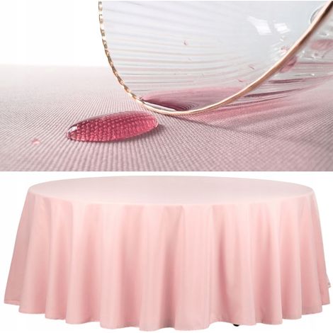 Nappe rose poudré lisse et antitache pour table ronde Fi320 polyester 180 g (1/5)