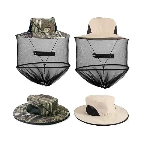 Dengmx-2 Pièces Chapeau Moustiquaire - acier et polyester, compatible Amateurs de Plein AirPêcheRandonnéeJardi - été / jardinage - Lot de 2 pièces