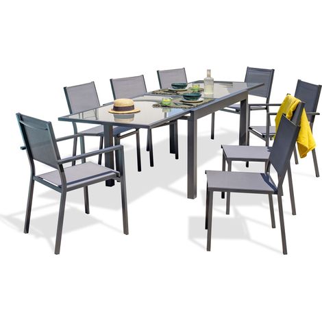 TOLEDE - Set da pranzo da giardino 8 posti alluminio e piano vetro - DCB GARDEN