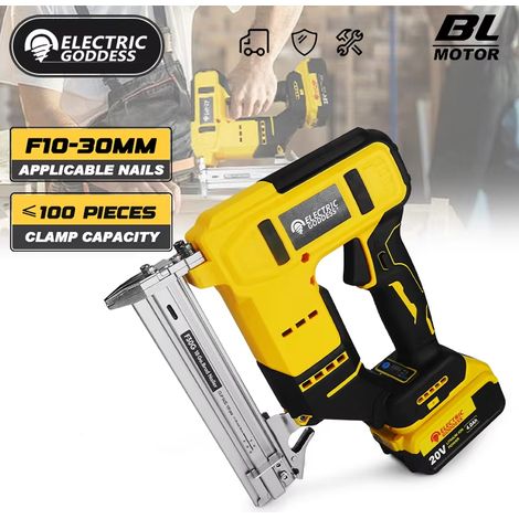 Pistolet à clous électrique Brushless 20V – cloueur-agrafeuse sans fil à profondeur réglable, compatible batterie Dewalt, sans batterie ni chargeur