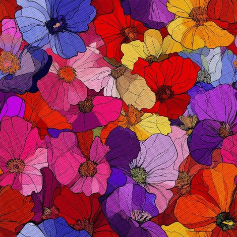Outdoor dekostoffe oxford - Motiv Bunte Blumen DX18045 (1/5)