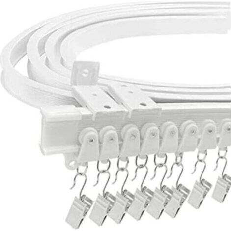Tringle à rideaux, Rail de rideau de plafond flexible pour baie vitrée, environ 5 m, pliable courbe support mural en plastique robuste pour séparateur de chambre