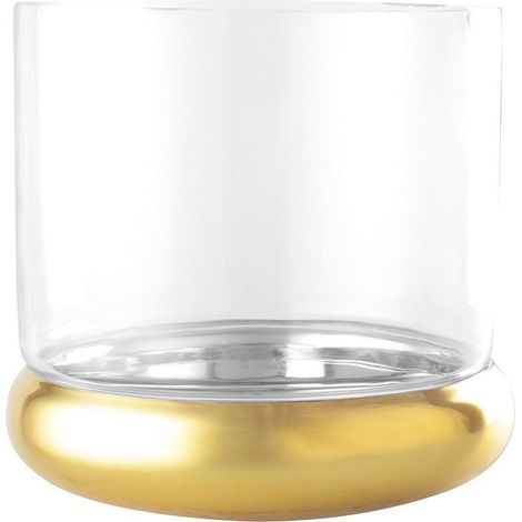 Photophore Double Paroi Doré Bougeoir en Verre et Métal Transparent 24 x 24 x 18 cm - PANGIVO (1/4)