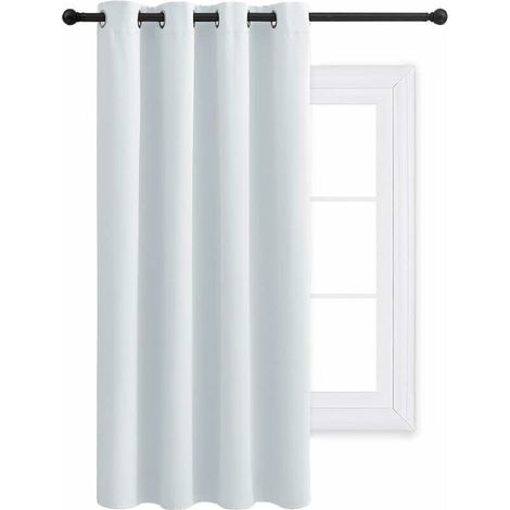 Décoration Rideau Occultant - Rideaux Thermique de Fenêtre Lumineux Bloquer Isolation Phonique Uni pour Fille Chambre Maison, 132 Largeur et 158 cm Hauteur, 1 Pièce, Gris Blanc