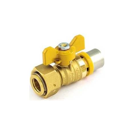VALVOLA A SFERA PER MULTISTRATO GAS DIRITTA CON LEVA A FARFALLA Misura: 20 x 3/4"