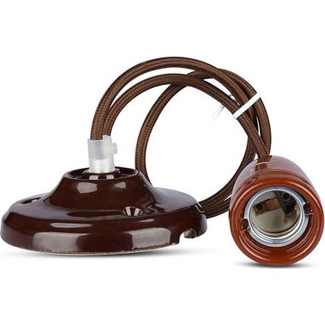 V-TAC VT-7998 Lampadario pendente 1MT E27 in porcellana Ф47mm IP20 marrone - SKU 3810