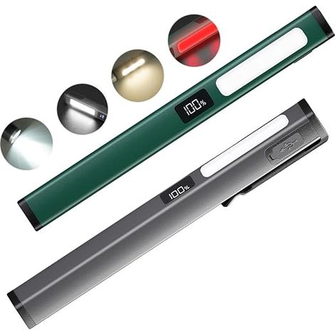 Set di 2 torce a LED COB - Ricaricabili tramite USB-C - 6 modalità di luminosità - Impermeabili IPX5 - Mini torcia a LED con magnete e indicatore del livello della batteria - Ideali per campeggio, eme (1/5)